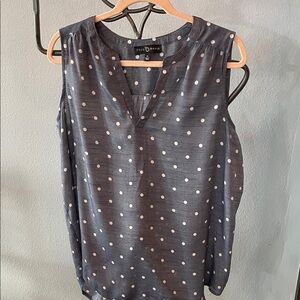 Fred David Sheer light Jean color with Polka Dot Blouse XL